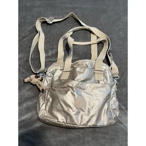 Kipling Felicity gold metallic shoulder bag purse with crossbody strap EUC